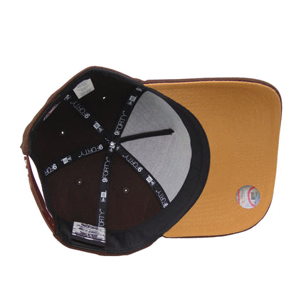 New York Yankees JF Custom 9FORTY New Era Cap Brown Chainstitch brown Undervisor View