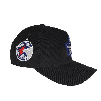 Toronto Maple Leafs custom New Era 9FORTY AF Snapback Cap Black Corduroy black Side View