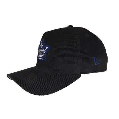 Toronto Maple Leafs custom New Era 9FORTY AF Snapback Cap Black Corduroy black Back View