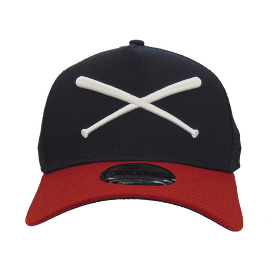JustFitteds Crossed Bats Logo New Era 9FORTY AF Trucker Cap NCR