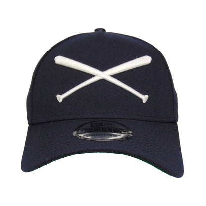 JustFitteds Crossed Bats Logo New Era 9FORTY AF Cap Navy navy Front View