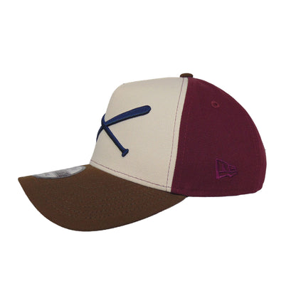 JustFitteds Crossed Bats Logo New Era 9FORTY AF Cap Maroon maroon
stone
brown Side View