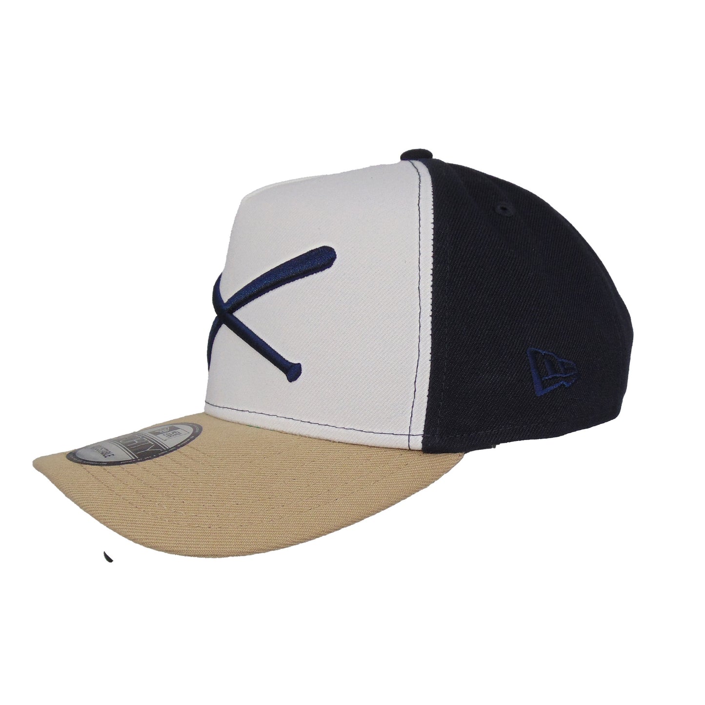 JustFitteds Crossed Bats Logo New Era 9FORTY AF Cap Navy camel