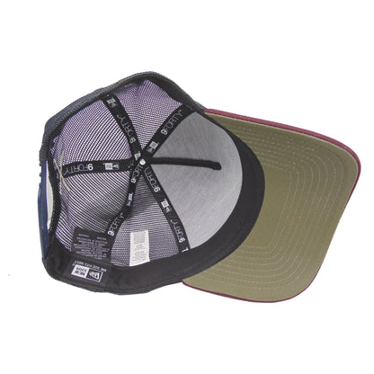 JustFitteds Crossed Bats Logo New Era 9FORTY AF Trucker Cap ONM olive
maroon
navy Undervisor View