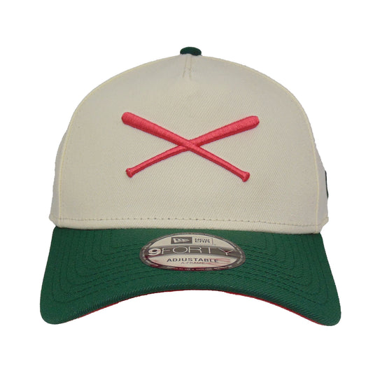 JustFitteds Crossed Bats Logo New Era 9FORTY AF Cap Chrome Green