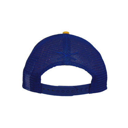 Justfitteds Crossed Bats Logo New Era 9FORTY AF Trucker Cap WHT BLU YLW blue
white
yellow Back View