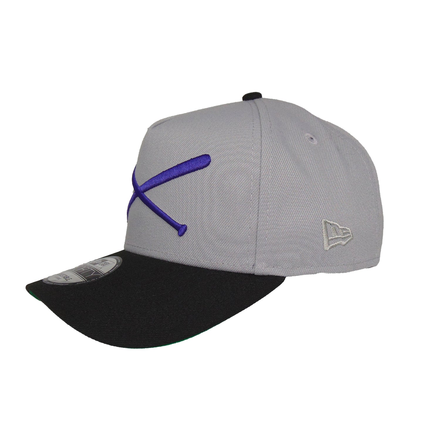 JustFitteds Crossed Bats Logo New Era 9FORTY AF Cap Gray BLK