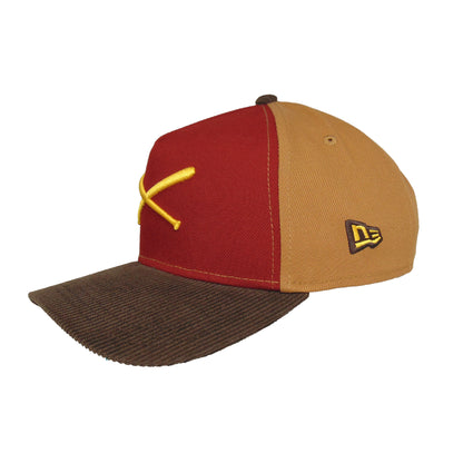 JustFitteds Crossed Bats Logo New Era 9FORTY AF Cap Cardinal Bronze red
brown
peanut Side View