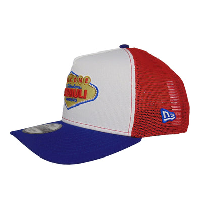 Justfitteds "Welcome to St. Pauli" New Era 9FORTY AF Trucker Cap RWB red
white
blue Side View