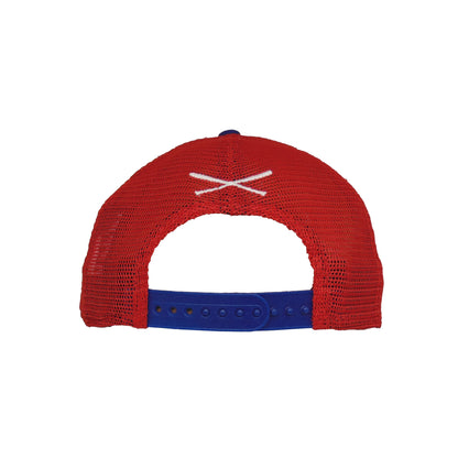 Justfitteds "Welcome to St. Pauli" New Era 9FORTY AF Trucker Cap RWB red
white
blue Back View