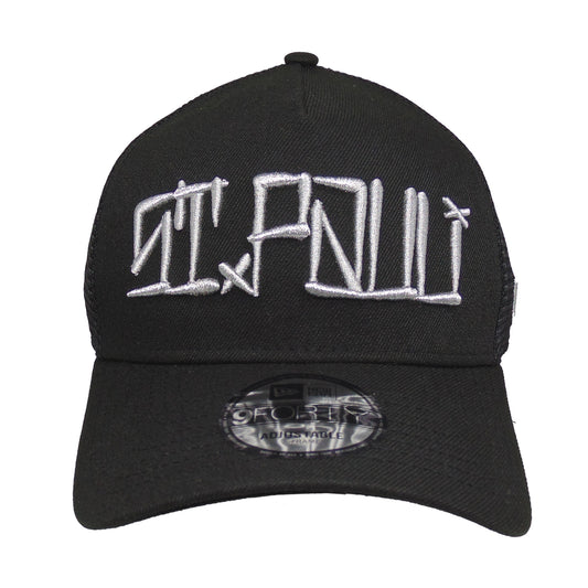 Justfitteds St. Pauli Cali  New Era 9FORTY AF Trucker Cap Black Silver