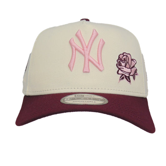 New York Yankees Custom 9FORTY AF New Era Cap Chrome Maroon WS 99
