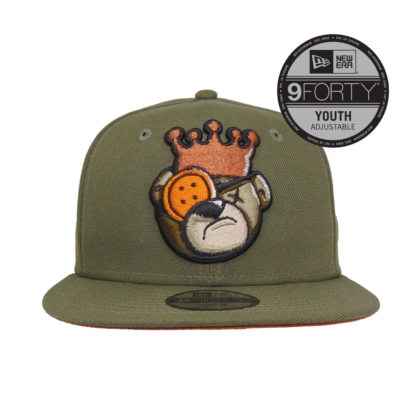 YOUTH JustFitteds Berlin Bear 9FIFTY New Era Snapback Cap Olive