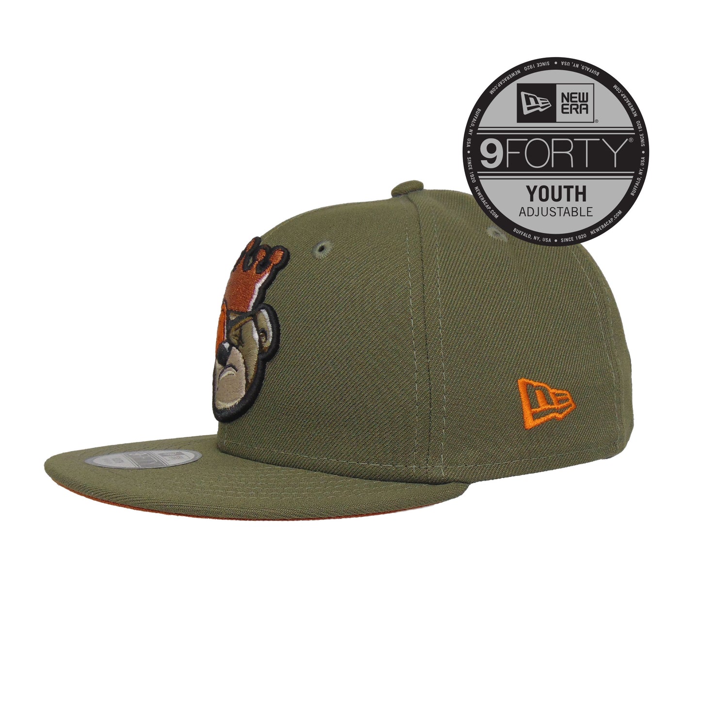 YOUTH JustFitteds Berlin Bear 9FIFTY New Era Snapback Cap Olive