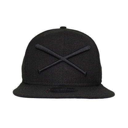 Justfitteds Crossed Bats 9FIFTY New Era Cap Snapback Blackout black Front View