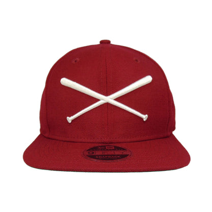 Justfitteds Crossed Bats 9FIFTY New Era Cap Snapback Cardinal Red dark red Front View