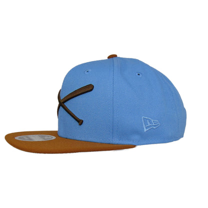 Justfitteds Crossed Bats New Era 9FIFTY Snapback Cap Sky Peanut sky blue
peanut
dark brown Side View