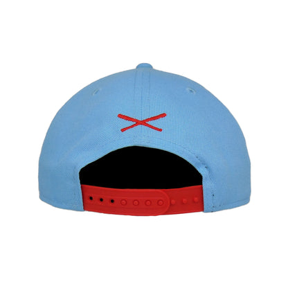 Justfitteds Crossed Bats 9FIFTY New Era Cap Snapback Sky light blue
red Back View