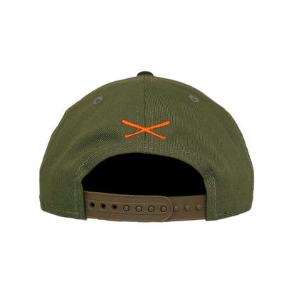 Justfitteds Crossed Bats New Era 9FIFTY Snapback Cap Olive olive Back View