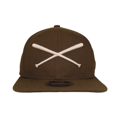 Justfitteds Crossed Bats 9FIFTY New Era Cap Snapback Brown brown Front View
