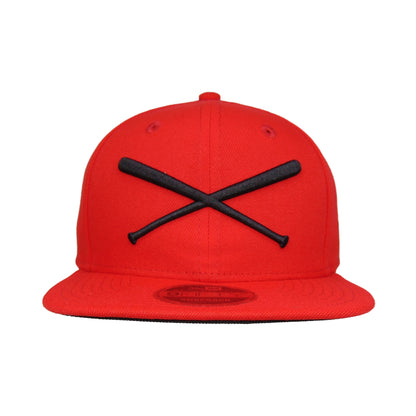 Justfitteds Crossed Bats New Era 9FIFTY Snapback Cap red red
black  Front View