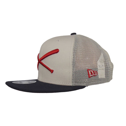 Justfitteds Crossed Bats 9FIFTY New Era Cap Trucker Stone stone
navy Side View