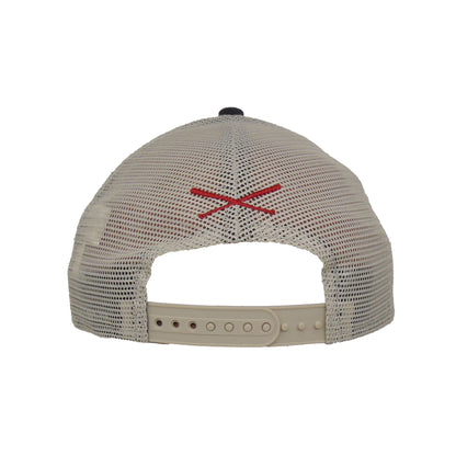 Justfitteds Crossed Bats 9FIFTY New Era Cap Trucker Stone stone
navy Back View