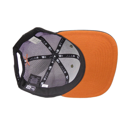 JustFitteds Crossed Bats Logo New Era 9FIFTY Trucker BLKOLV black 
olive Undervisor View