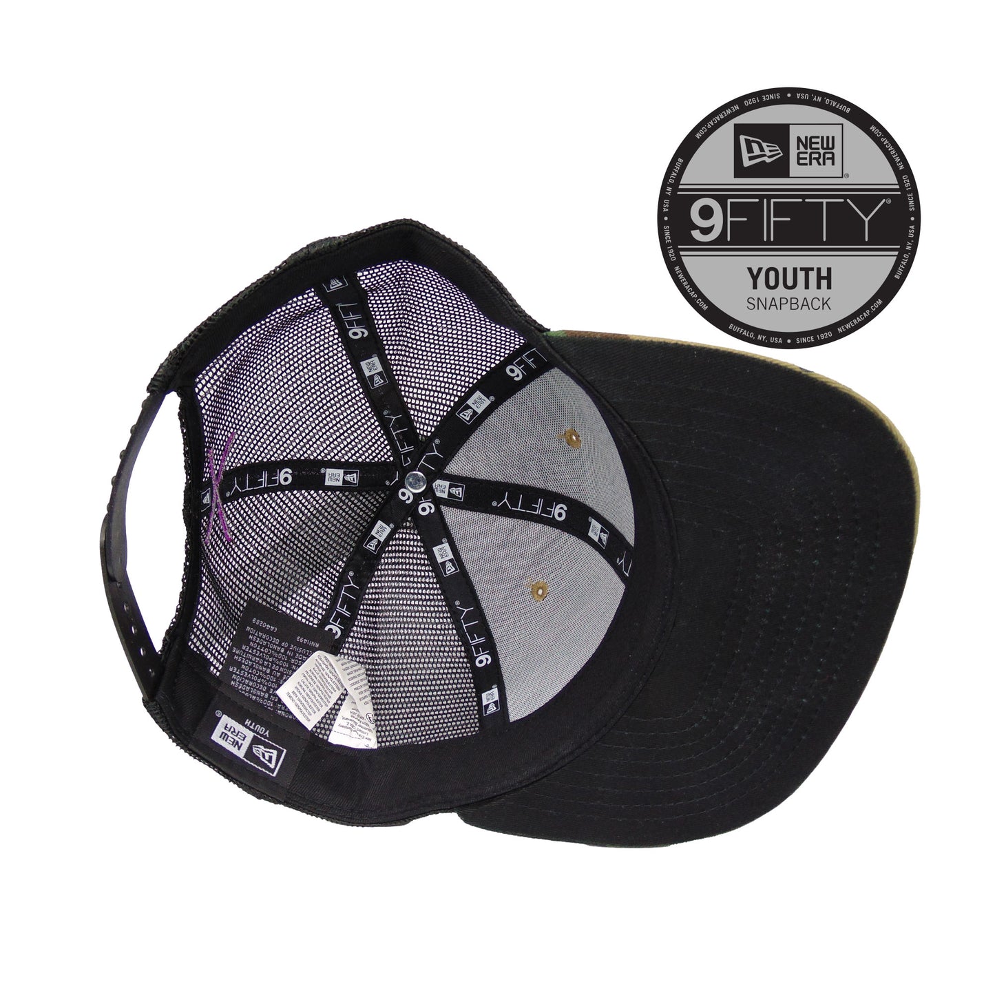 YOUTH Justfitteds Crossed Bats 9FIFTY New Era Cap Trucker Brown