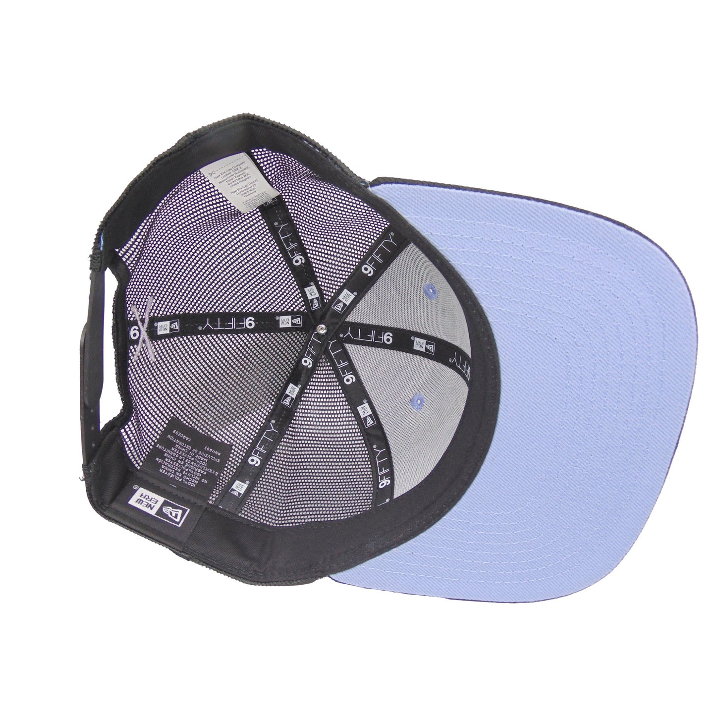 JustFitteds Crossed Bats New Era 9FIFTY Trucker Cap Black lilac