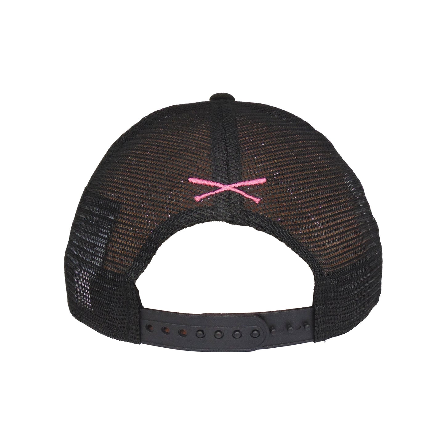 JustFitteds Crossed Bats New Era 9FIFTY Trucker Cap Black Pink