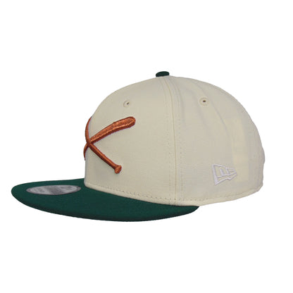 JustFitteds Crossed Bats Logo New Era 9FIFTY Chrome Green Copper chrome
dark green Side View