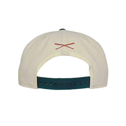 JustFitteds Crossed Bats Logo New Era 9FIFTY Chrome Green Copper chrome
dark green Back View