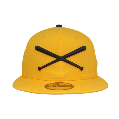 JustFitteds Crossed Bats Logo New Era 9FIFTY Yellow yellow
black  Front View