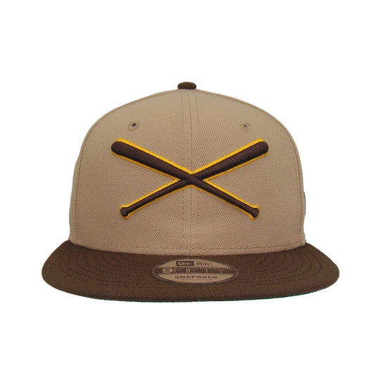 JustFitteds Crossed Bats Logo New Era 9FIFTY Camel Brown
