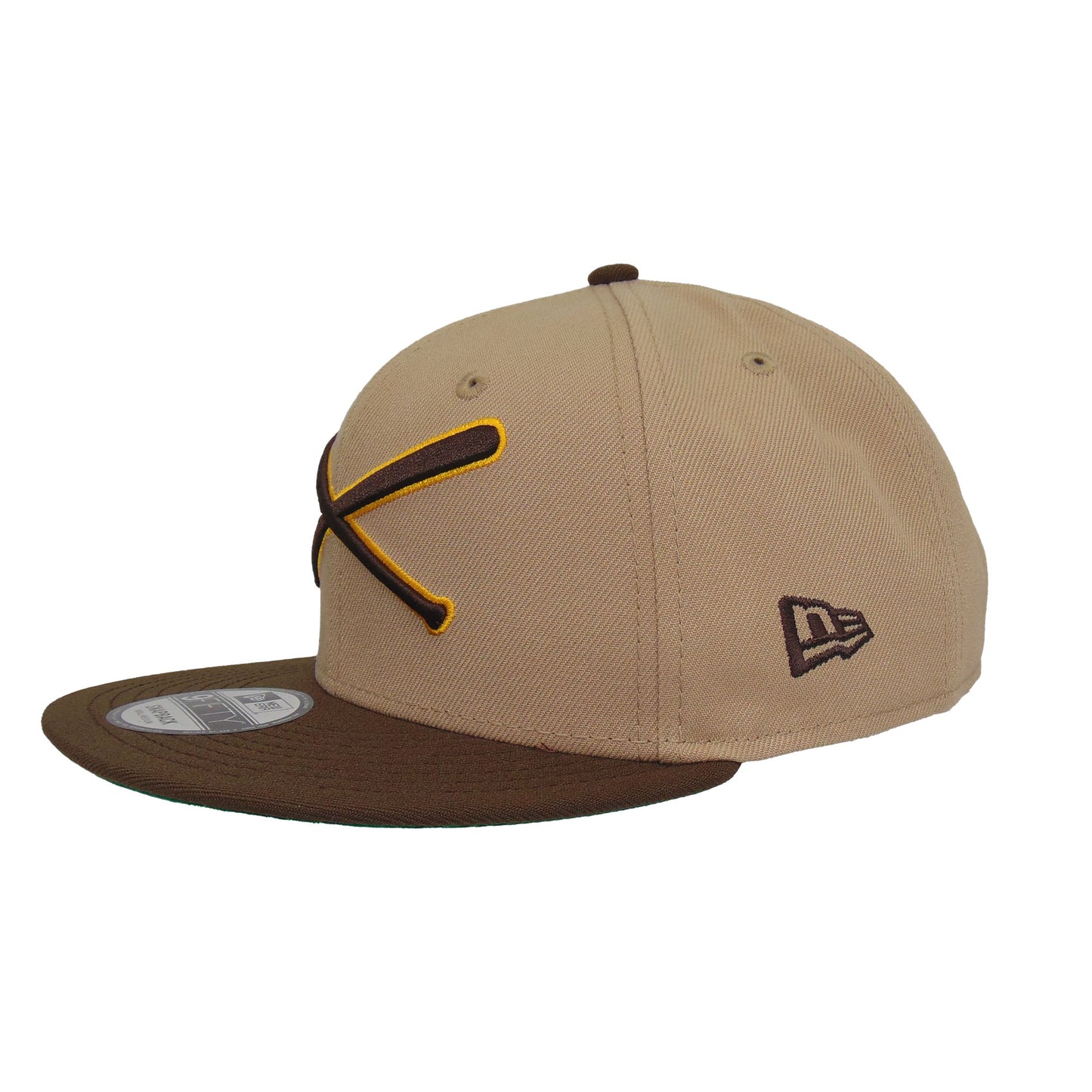 JustFitteds Crossed Bats Logo New Era 9FIFTY Camel Brown