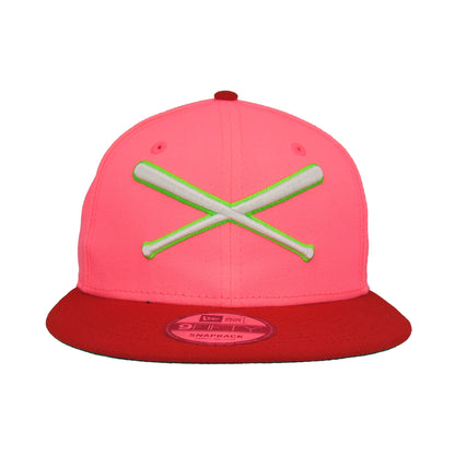 JustFitteds Crossed Bats Logo New Era 9FIFTY Pink Red hotpink
red Front View