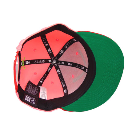 JustFitteds Crossed Bats Logo New Era 9FIFTY Pink Red hotpink
red Undervisor View