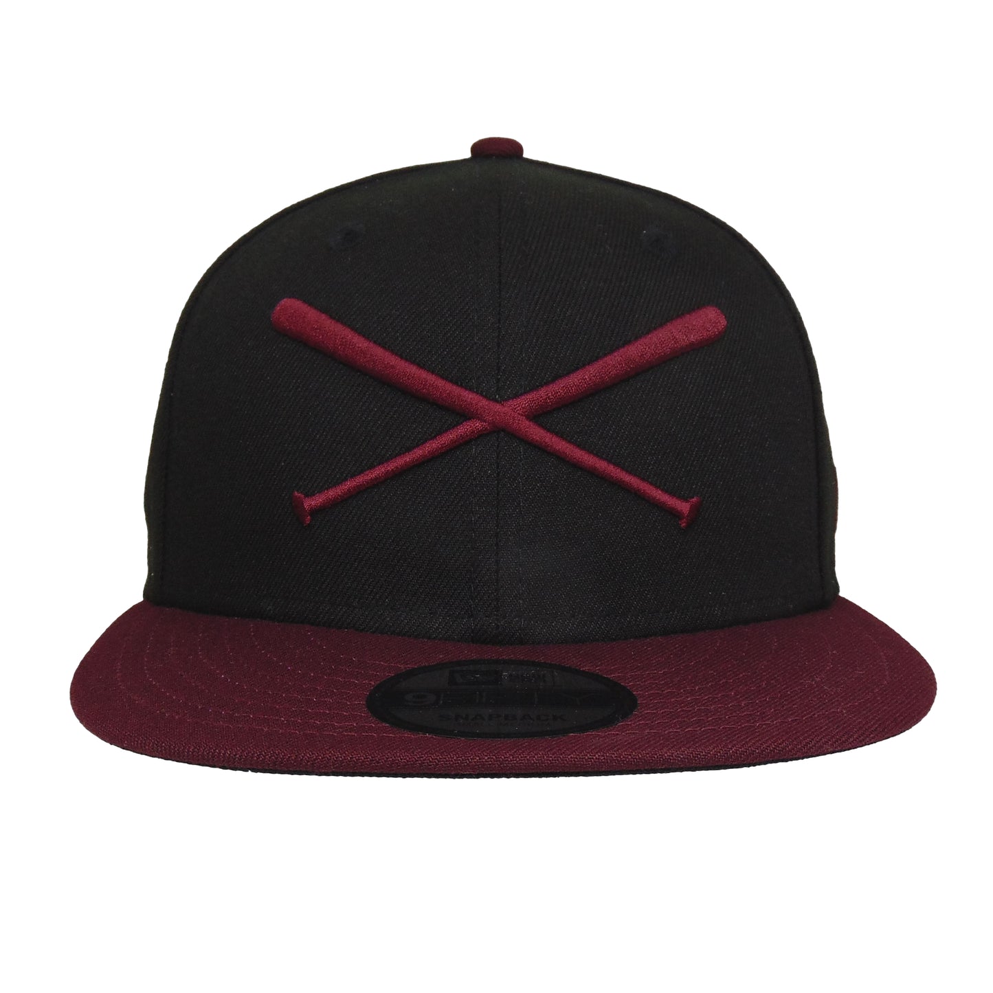 JustFitteds Crossed Bats Logo New Era 9FIFTY Black Maroon