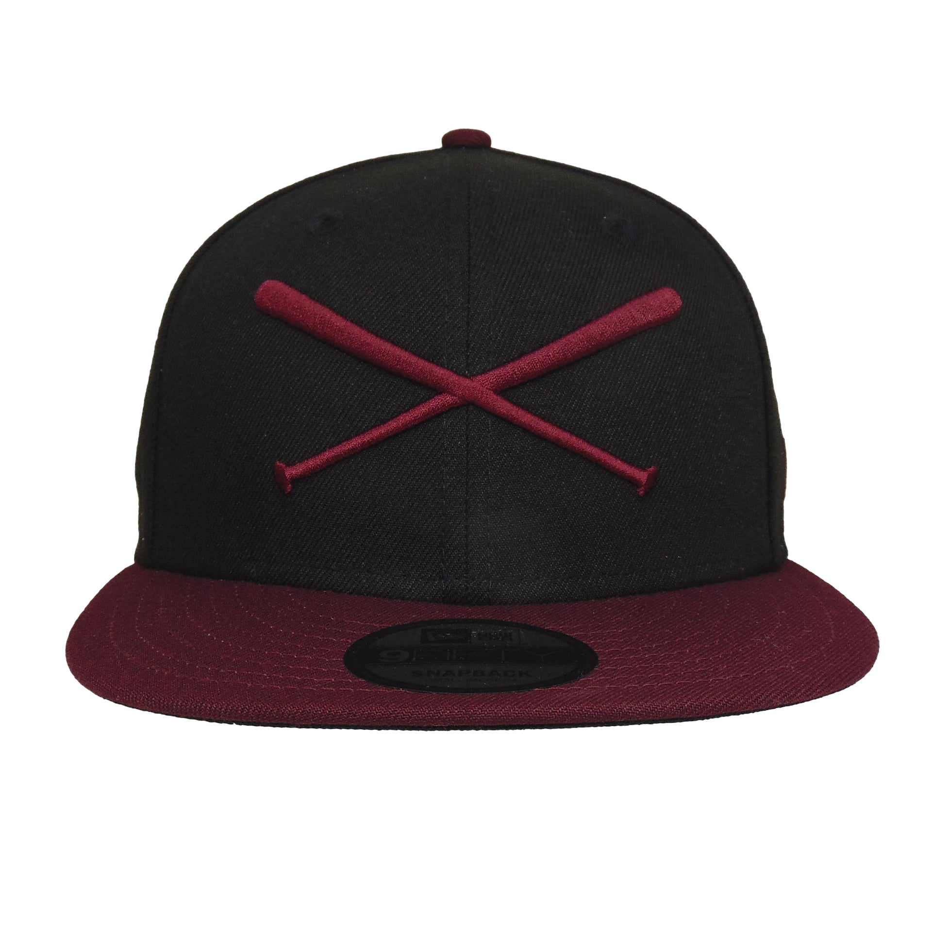 JustFitteds Crossed Bats Logo New Era 9FIFTY Black Maroon