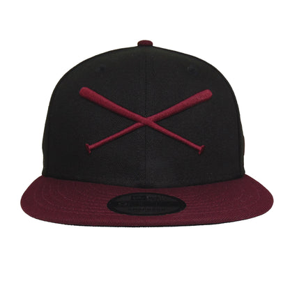 JustFitteds Crossed Bats Logo New Era 9FIFTY Black Maroon