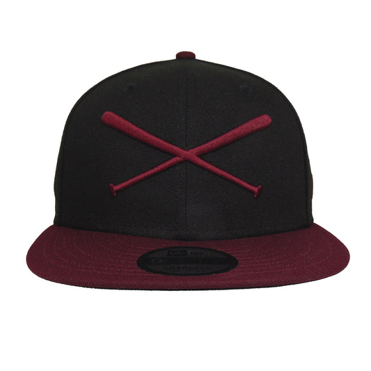 JustFitteds Crossed Bats Logo New Era 9FIFTY Black Maroon