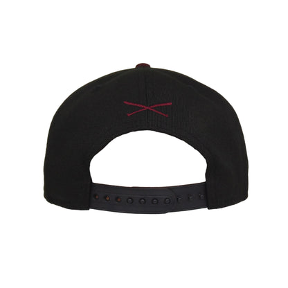 JustFitteds Crossed Bats Logo New Era 9FIFTY Black Maroon black 
maroon Back View