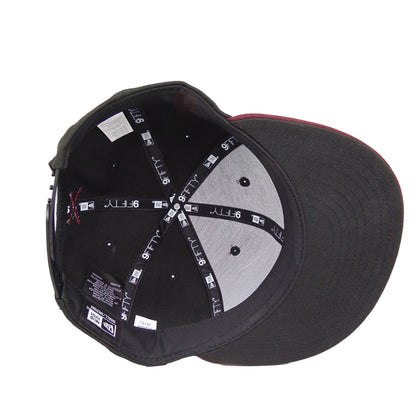 JustFitteds Crossed Bats Logo New Era 9FIFTY Black Maroon black 
maroon Undervisor View