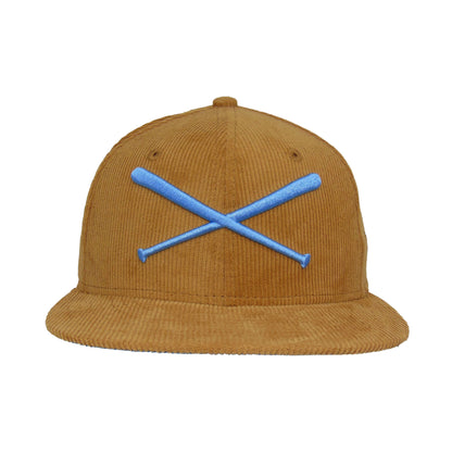 JustFitteds Crossed Bats Logo New Era 9FIFTY Wheat Corduroy wheat
sky blue Front View