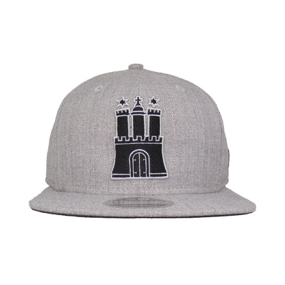Justfitteds Hammaburg 9FIFTY New Era Snapback Cap heather grey Front View