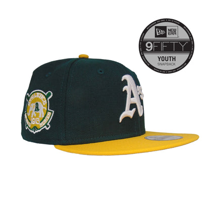 YOUTH Oakland Athletics JF Custom 9FIFTY New Era Cap WS1913 green
yellow Side View