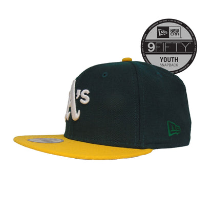 YOUTH Oakland Athletics JF Custom 9FIFTY New Era Cap WS1913 green
yellow Back View