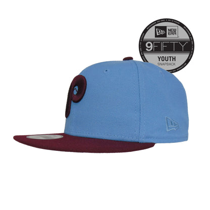 YOUTH Philadelphia Phillies Custom 9FIFTY New Era Cap ASG52 Sky sky blue
maroon Back View