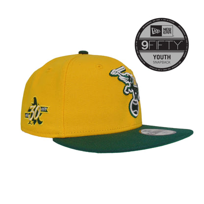 YOUTH Oakland Athletics JF Custom 9FIFTY New Era Cap 30th Anni green
yellow Side View